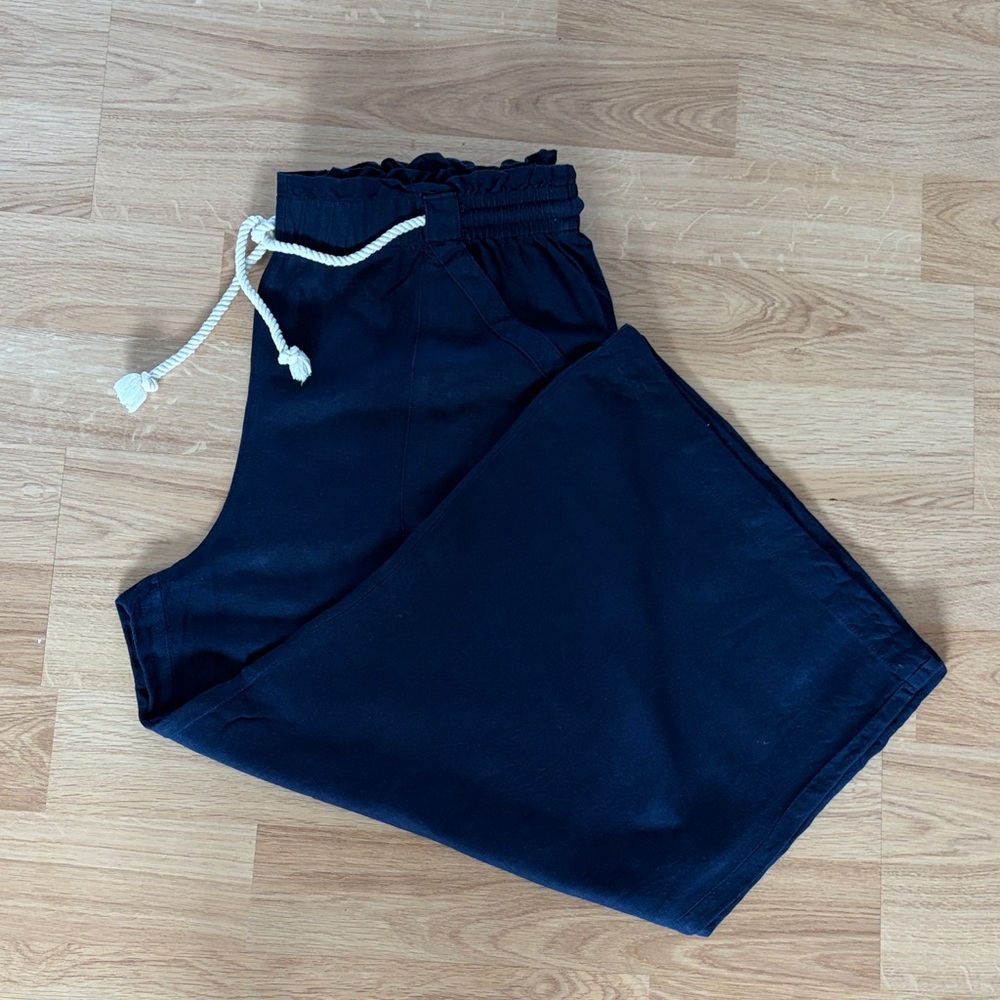 LOFT Navy Wide Leg Cropped Sailor Pants